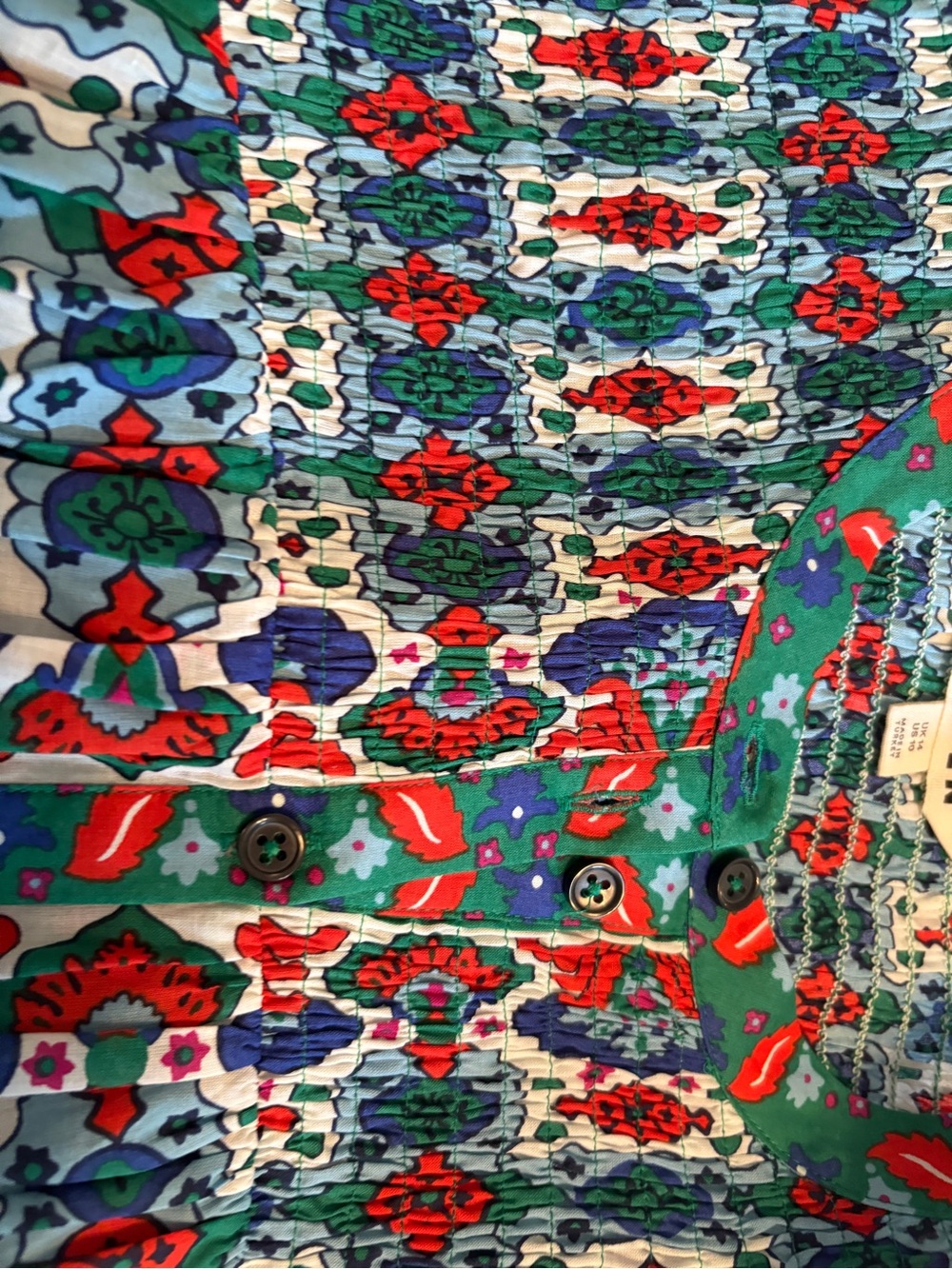 Boden Women’s Multicolor Floral Top- Red, Green & Blue US size 10 - Picture 2 of 6